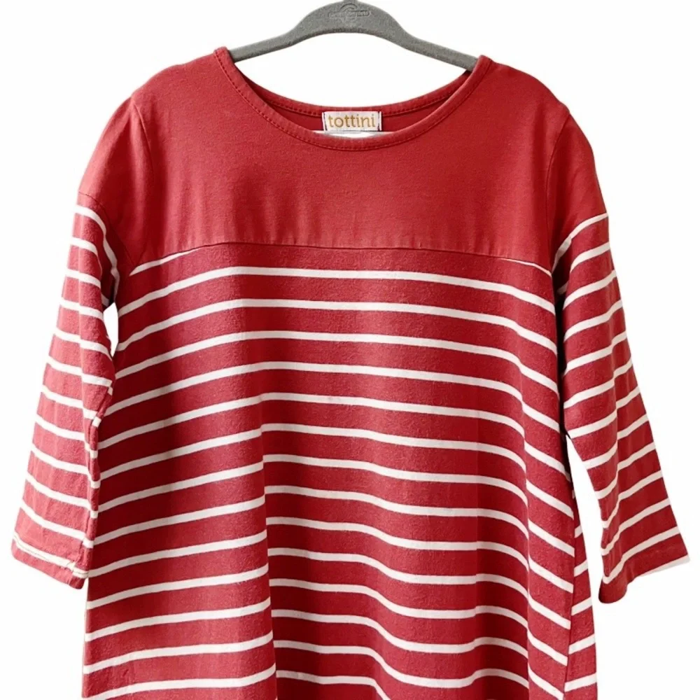 TOTTINI Girls MIDI Dress Boho Boutique Casual Striped SZ 7 Crimson School Party
